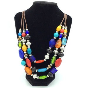 Chunky Triple Layer‎ Colorful Necklace